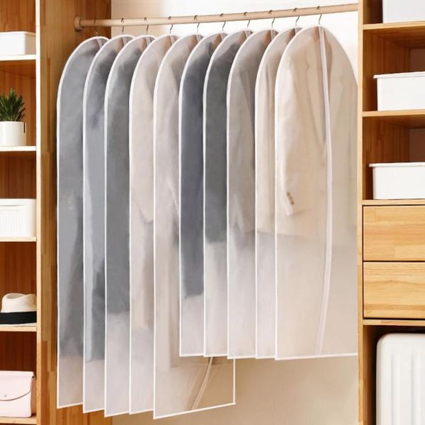 

storage boxes & bins 4pcs hanging garment bag clear dustproof peva jacket coat clothes dust cover for closet