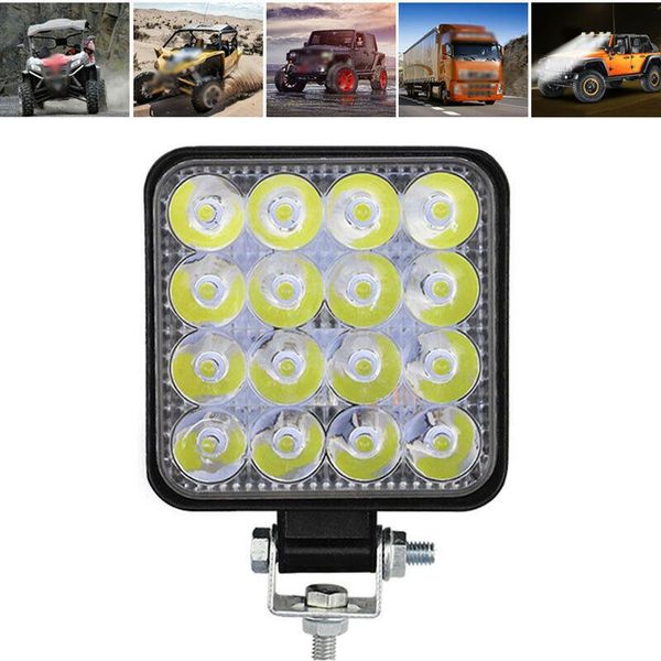 

working light 16 led square spot work for car truck excavator boat motorcycle off-road waterproof universal lamps 12v 24v