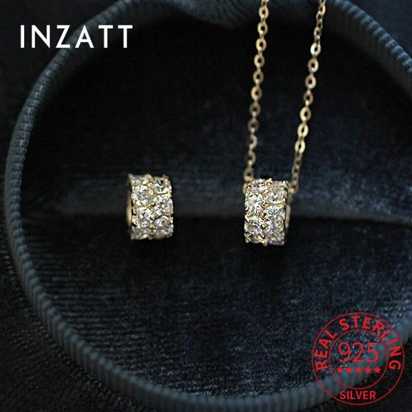

chains inzareal 925 sterling silver zircon round 14k gold choker necklace for women fine jewelry hiphop accessories drop