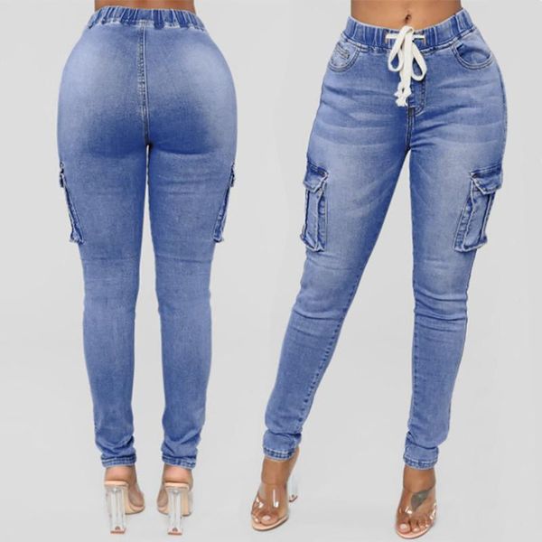 

women's jeans fashion blue ripped for women 2021 street style mid rise distressed trouser stretch skinny denim pencil pants #t2q