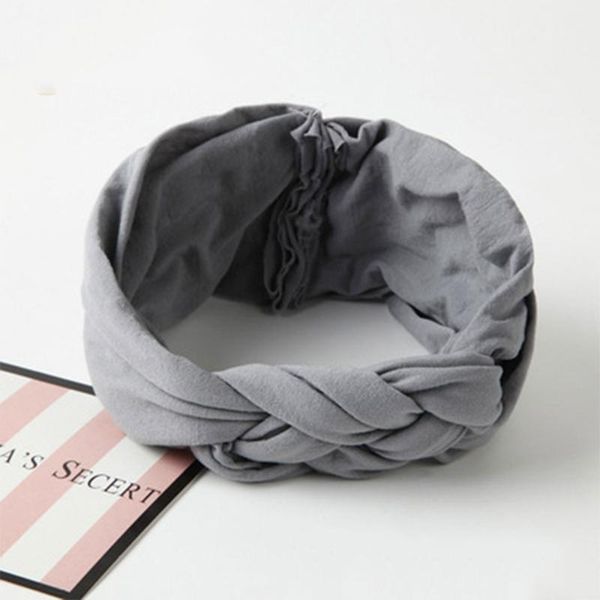 

hair accessories d0jd born infant baby stretchy wide headband vintage braided knotted solid color headwrap toddler kids elastic bows turban, Slivery;white