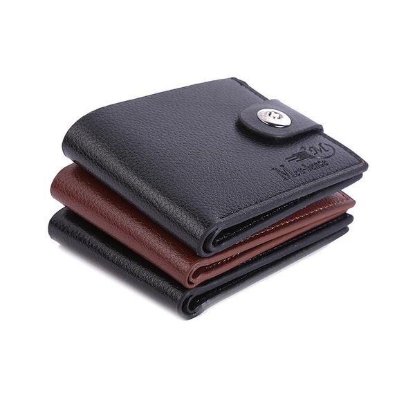 

promotion 2021 new men's wallet multifunctional short wallet creative gift pv leather magnetic buckle coin purse wholesale, Red;black