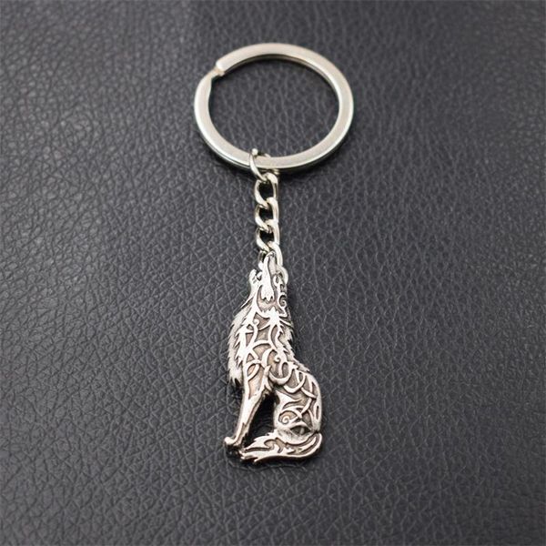

keychains 1pcs norse viking celtics wolf keychain voices head original amulet animal jewelry, Silver