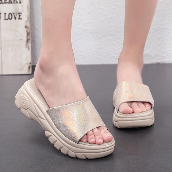 

sandals 2021 wholesale fashion summer platform wedges high heels casual leisure woman sandal pu women shoes female slippers basic, Black