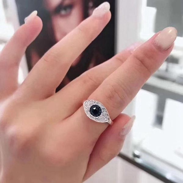 

wedding rings dz pure pseudo gold zircon heart eyes finger ring blue stackable love women jewelry, Slivery;golden