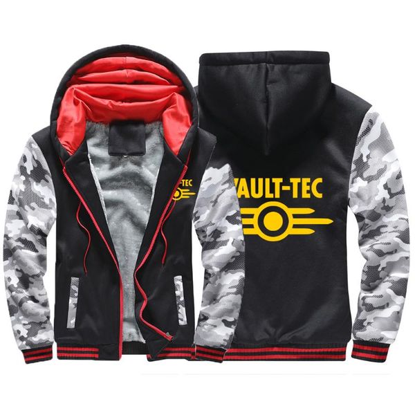 

men's hoodies & sweatshirts 2021 vault tec logo gaming video game fallout spring autumn fashion cardigan long sleeve zipper jacket hood, Black