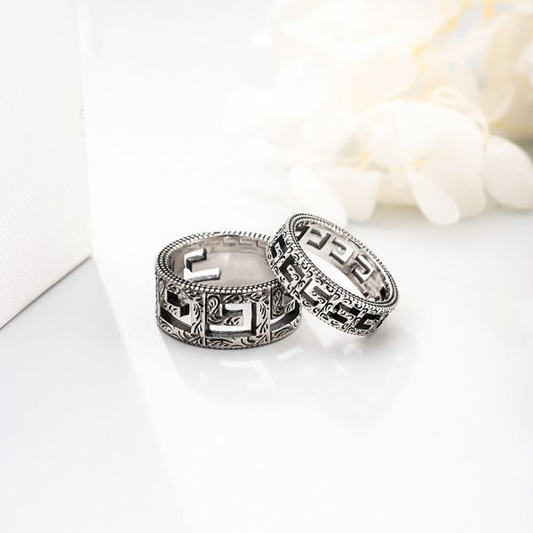 

designer jewelry s925 sterling silver great wall hollow fashion gear double ring