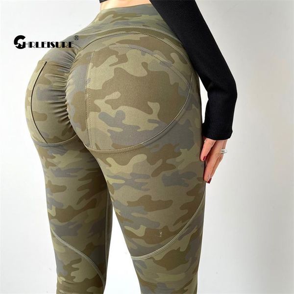 

yoga outfit chrleisure peach hip sport leggings high waist lift camouflage women's pants tight breathable quick dry gym sportswear