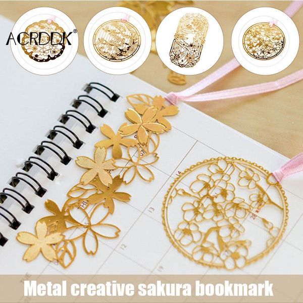 

bookmark sakura series chinese style hollow metal small mini brass pink ribbon book folder fl