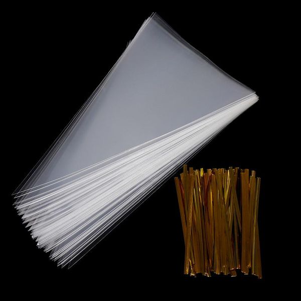 

gift wrap 100x clear plastic cone shape cellophane bags transparent candy bag sweet sugar popcorn flower packing birthday wedding