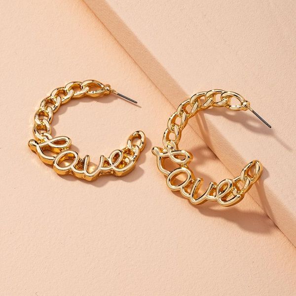 

hoop & huggie ujbox gold zinc alloy metal earrings for women creative chain love eye wedding party jewelry gift, Golden;silver