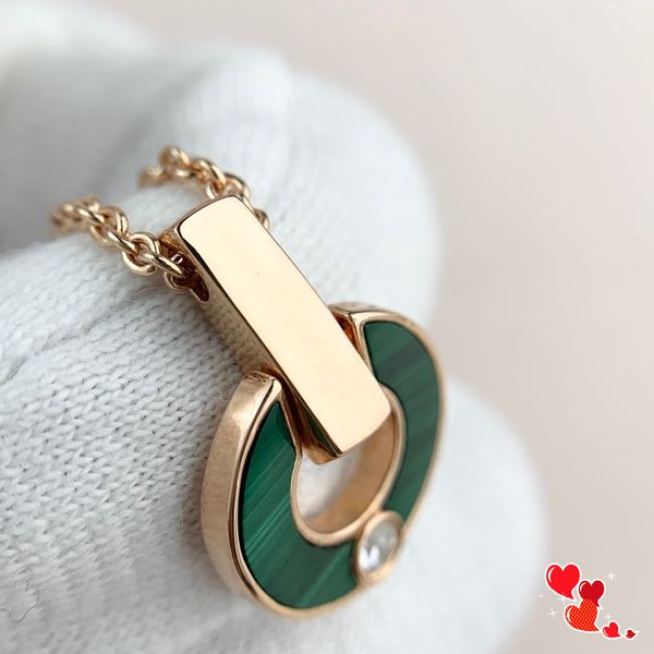 

charm fashion diamond necklace gold necklace fashion natural malachite letter pendant diamond ladies jewelry gift for couple, Silver