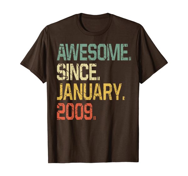 

11 years old shirt gift- awesome since january 2009 t-shirt, White;black