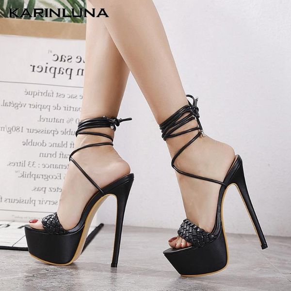 

sandals karin women shoes ultra heels platform pink black big size 34-40 party lace-up