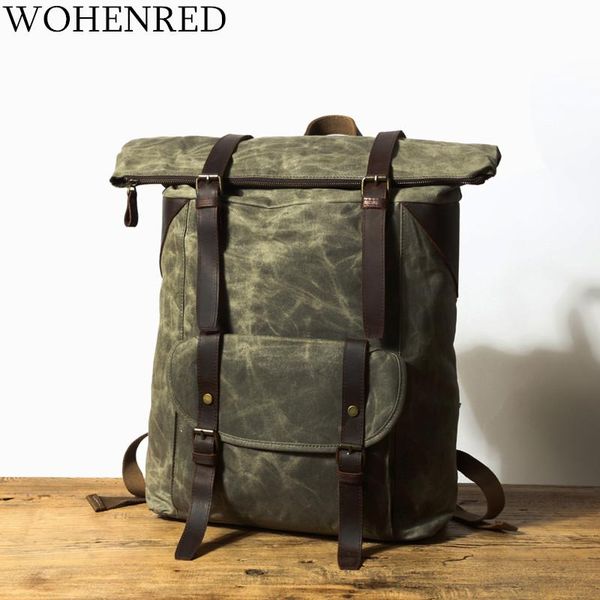

backpack men's backpacks vintage canvas leather lapfor men school bag mochila large capacity waterproof travel rucksack