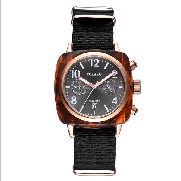 

wristwatches sports watch ladies quartz canvas strap large dial women's watches relojes para mujer, Slivery;brown