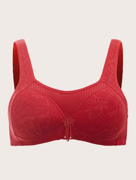

plus plant print bra u2di#, Black;white