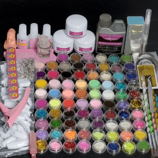 Nail Art Kits Acrílico Nails Kit Completo Manicure Set Decoração em Pó Glitter Suprimentos para Profissionais Ferramentas