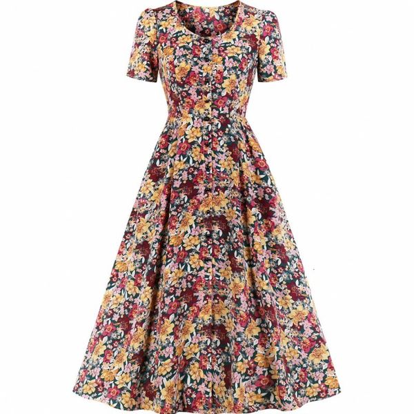 

sweet floral dresses for women the neck short sleeve lady of office a line dressed in summer fashion tr4z, Black;gray