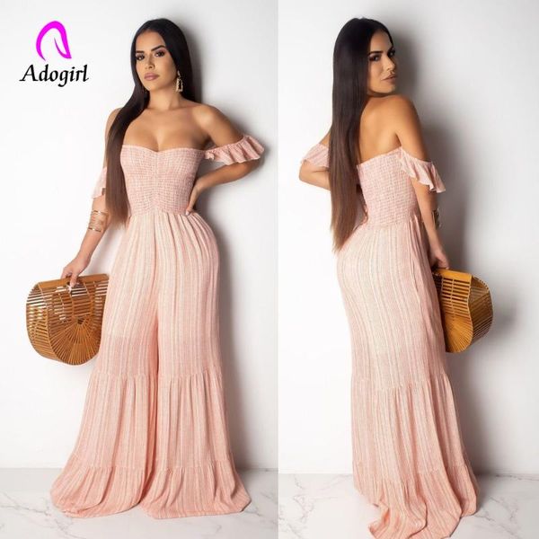 

women's jumpsuits & rompers off shoulder women chiffon jumpsuit loose long romper plus size trouser casual fashion streetwear outfits s, Black;white