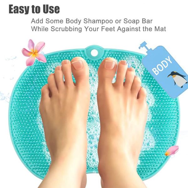 

bath mats bathroom soft silicone rugs foot lazy washing artifact rubbing massage cleaning pad cup non-slip mat brush