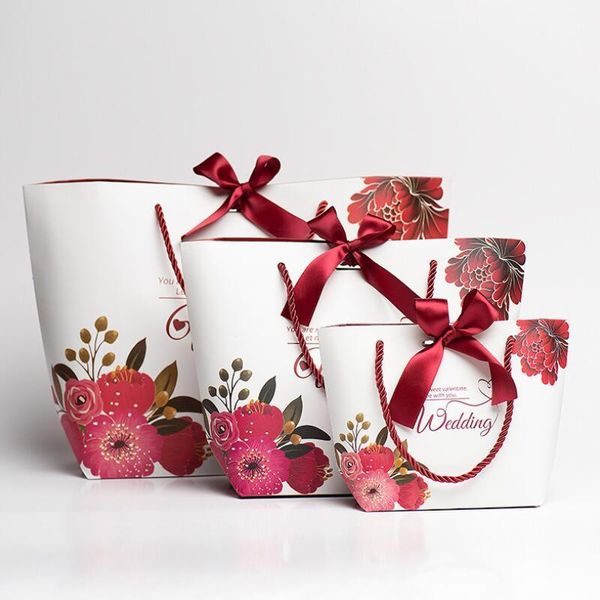 

gift wrap creative portable wedding candy box printed paper tote bag valentine's day 10pcs/lot