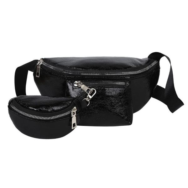 

waist bags 2pcs fashion bag women solid color zipper shoulder chest phone mobile bolsos