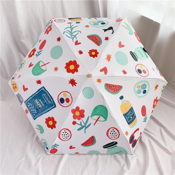 

umbrellas girl folding sun umbrella five fold sunny rain dual-use sunscreen uv protection portable lady