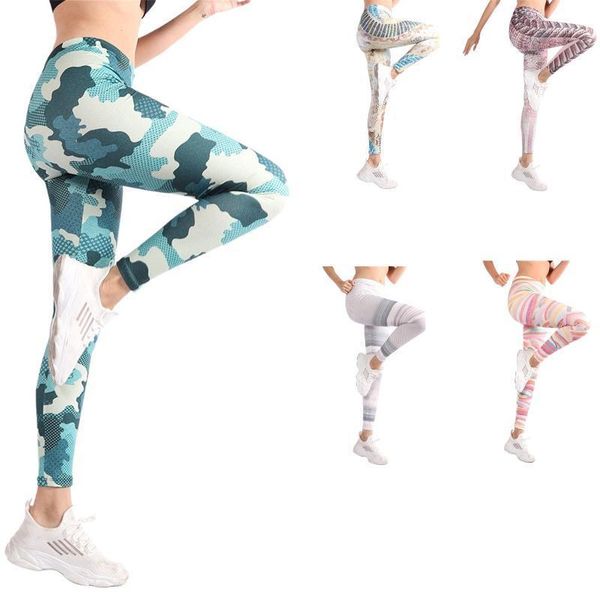 

yoga outfit women seamless pants sports printing high waist stretch strethcy gym girl fitness push up running leggings pant d19#