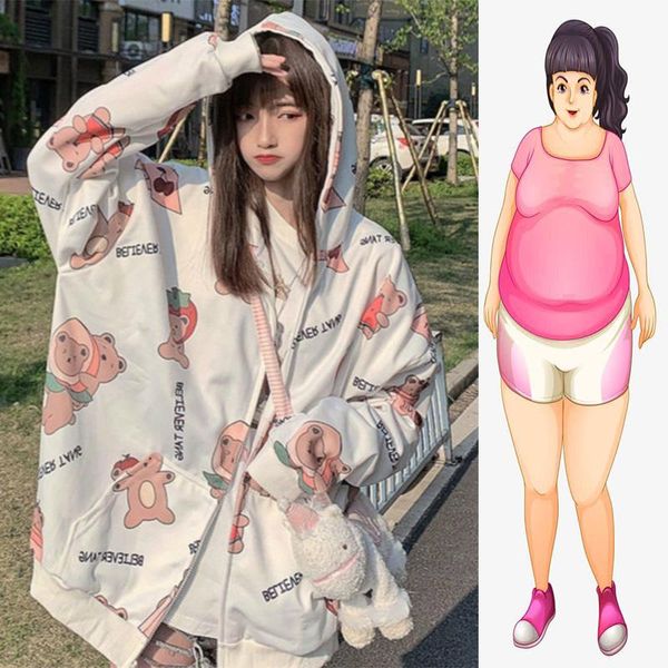 

women's jackets plus size women overweight long sleeve thin zipper pocket hoodie korean loose hooded outerwear coat, Black;brown