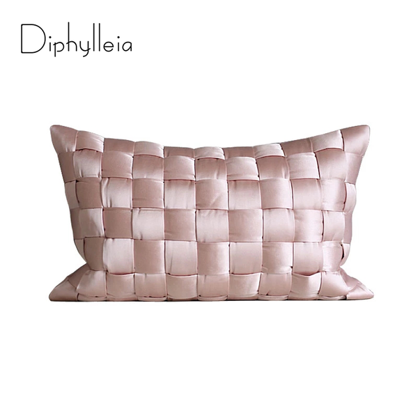 

diphylleia jersey interknit cushion cover modern luxury grey pink mercerized fabric crisscross waist pillow case home decorative