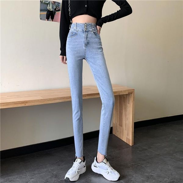 

women's jeans high waist 2021 spring slim leggings versatile tights xt022603, Blue