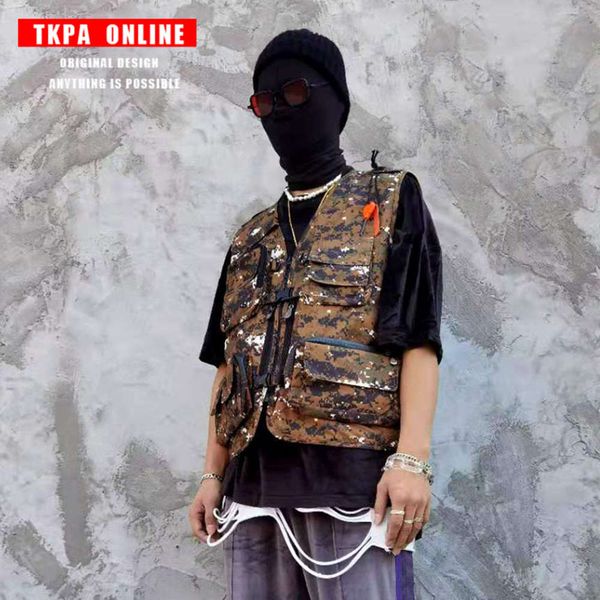 

tkpa new outdoor multi pocket camouflage tactical vest, Black;white