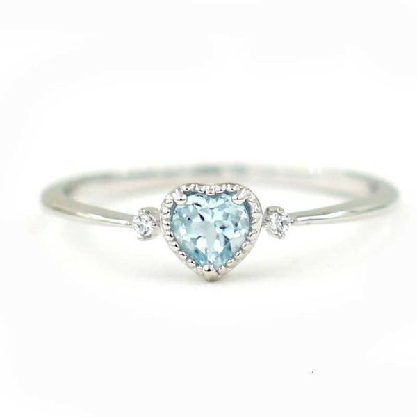

ring fashion women s 925 silver jewelry heart shape blue zircon gemstone finger for wedding engagement party gift ornaments, Golden;silver