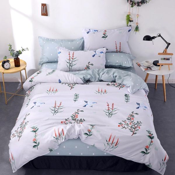 

bedding sets a/b double-sided pattern grass print set soft skin friend quilt cover flat sheet pillowcases fashion home oceania