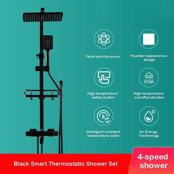 

bathroom shower sets yujie system black thermostatic set full copper with liftable nozzle ae01xc-0011