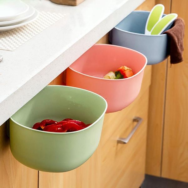

plastic basket hanging trash can waste bin garbage storage box deskkitchen holder cabinet door basura bottles & jars