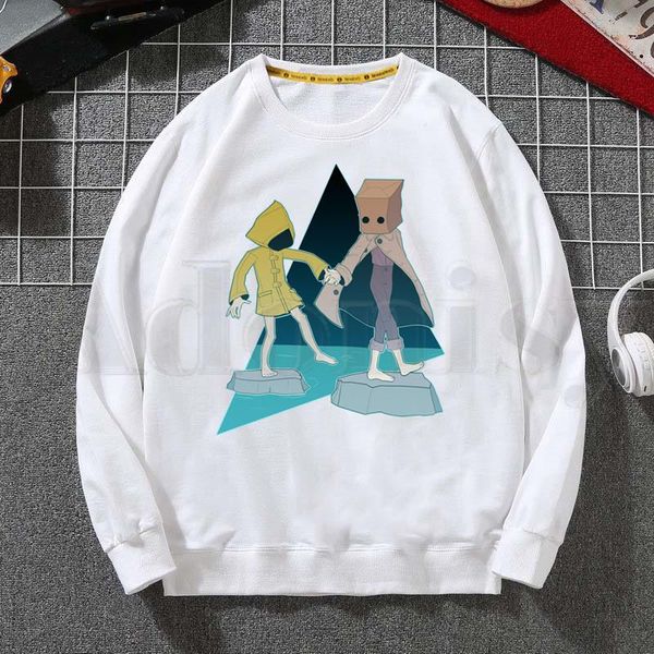 

men's hoodies & sweatshirts little nightmares six maw design nightmare sweatshirt print trend mens clothes hip-hop male crewneck men, Black