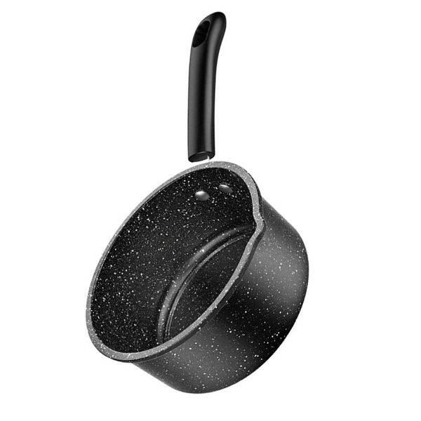 

pans 1pc non-stick soup pot hangable handle deep pan practical stockpot (black)