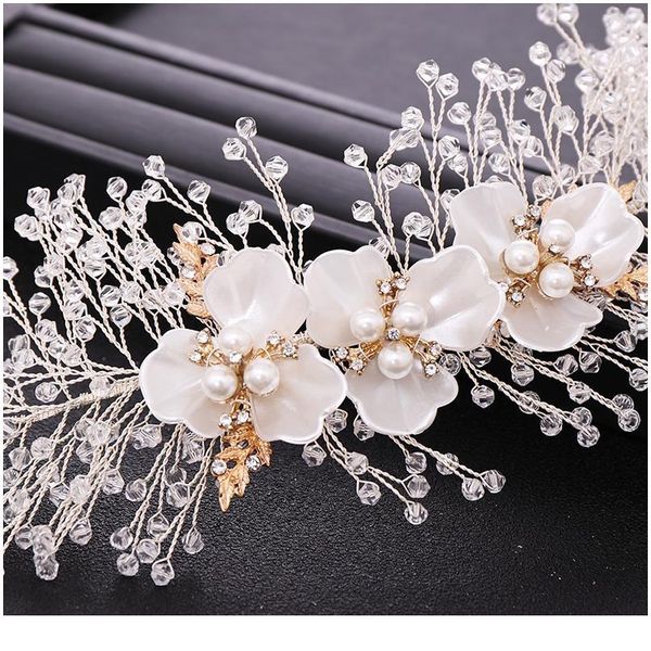 

trendy wedding hair accessories rhinestone crystal pearl headband bridal headdress princess hair strap prom party tiara qylyhg, Silver