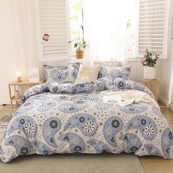 

bedding sets bag with pillowcases set quilt cover men women girls soft blue home bedclothes  king size