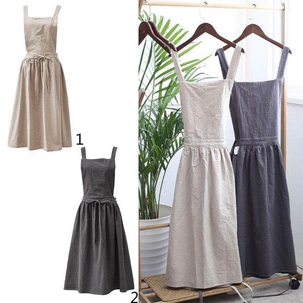 

aprons 1pc retro women cotton&linen apron strap restaurant suit home