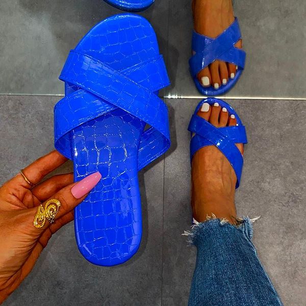 

celebrities women summer slippers leather cross layer snake print flats women shoes open toe outdoor slides home shoes, Black