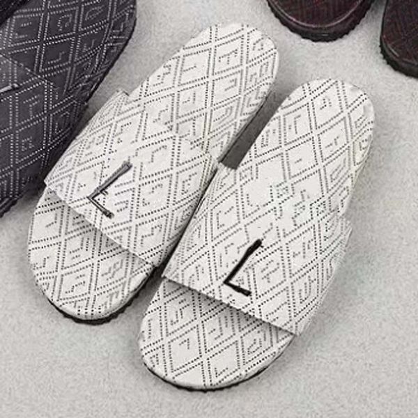 

2021 sell well man women summer genuine leather sandals beach slide fashion scuffs slippers shoes size eu 35-45 with box 03, Black
