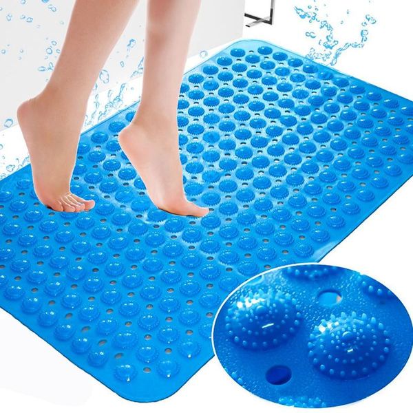

2021 large strong suction thin bathroom mat anti slip bath shower mat pvc massage particles foot pad odorless non-toxic bath