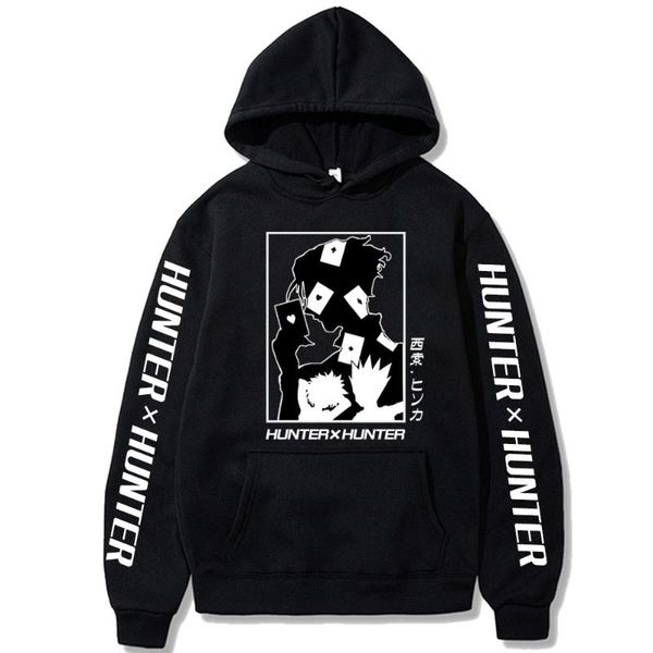 

men's hoodies & sweatshirts 2021 japanese anime x print funny hisoka street style sportswear hoodie winter autum, Black