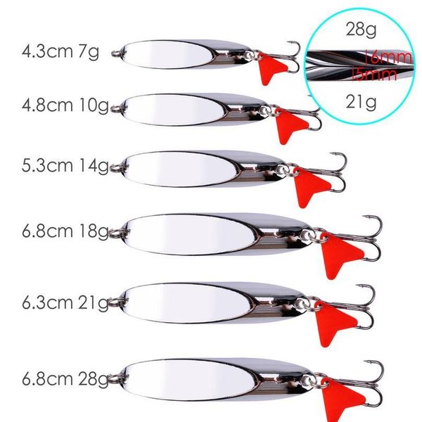 

7/10/14/18/21/28g metal spinner spoon fishing lure hard baits sequins noise paillette with feather treble hook fishin jllwtc