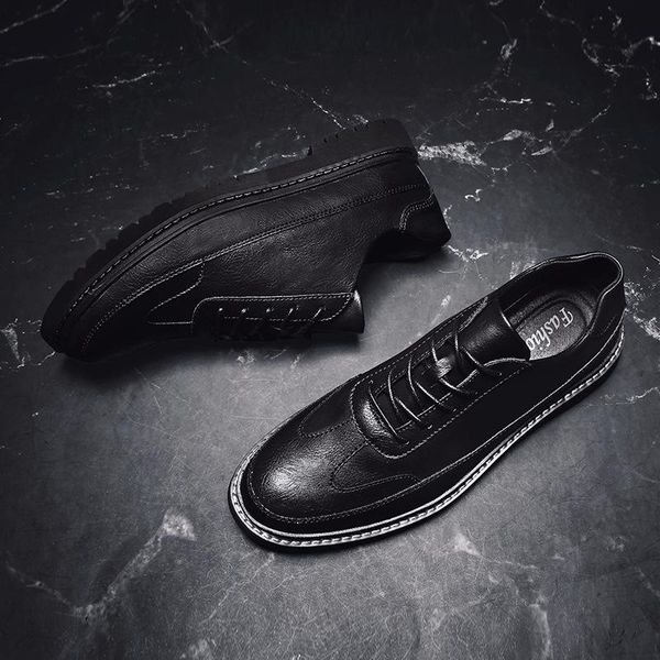 

dress shoes 2021 leather men's business casual british microfiber meeting to work formal small, Black