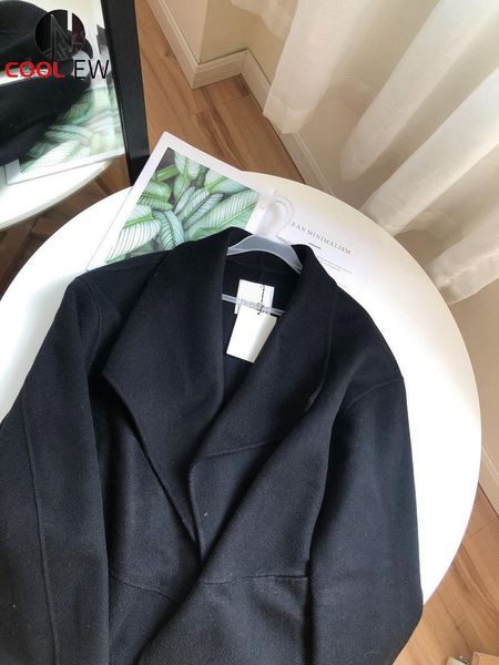 

women's wool & blends double-faced 90 cashmere 10 women contour woolen long coat - ladies est winter thicker sofe warmer outerwear, Black