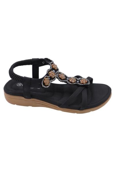 

sandals 20y150-13 black women cushion insole easy wear